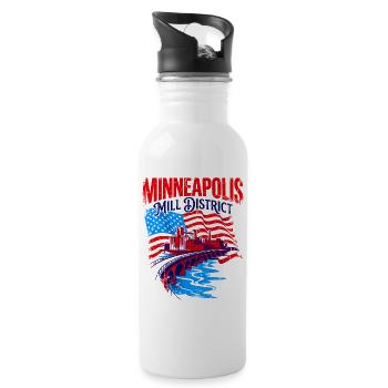 Minneapolis Mill District Vintage American Flag - 20 oz Water Bottle - white - Right
