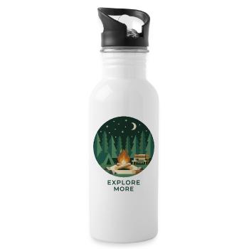 Explore More Forest Campfire Night Sky Badge - 20 oz Water Bottle - white - Right