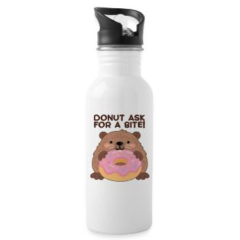 Beaver Donut Pun Tee - 20 oz Water Bottle - white - Right