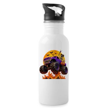 Spooky Skeleton Riding Monster Truck Halloween Boy - 20 oz Water Bottle - white - Right