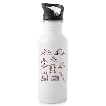 Adventure Enthusiast Camping Doodle Collage - 20 oz Water Bottle - white - Right