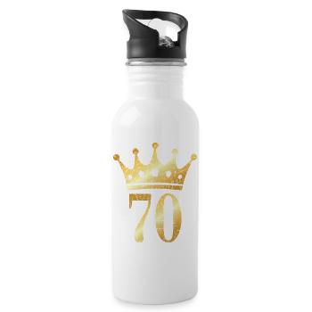 70th Birthday & Anniversary Crown (Golden-Yellow) - 20 oz Water Bottle - white - Right