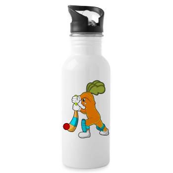 Carrot At Cricket With Cricket Bat - 20 oz Water Bottle - white - Right