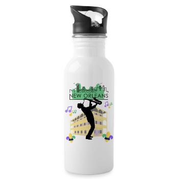Mardi Gras New Orleans Louisiana City Jazz Music - 20 oz Water Bottle - white - Right