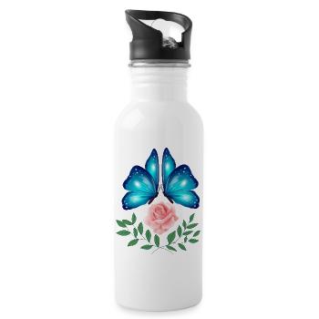 Butterfly. Flower. Rose. Joy. spring. Spring break - 20 oz Water Bottle - white - Right