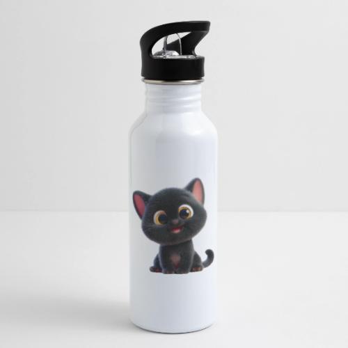 Adorable 3D Black Kitten with Big Eyes - 20 oz Water Bottle