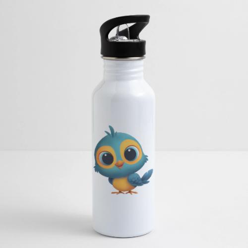 Joyful Cartoon Bird Standing in Yellow and Blue - 20 oz Water Bottle