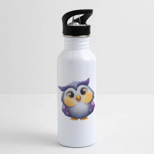 Colorful Cartoon Baby Owl with Big Sparkling Eyes - 20 oz Water Bottle