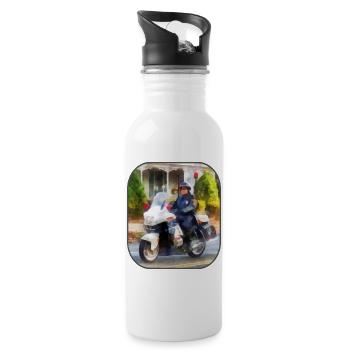 Suburban Motorcycle Cop - 20 oz Water Bottle - white - Right
