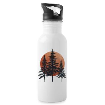 Amber Sunset Pines Silhouette - 20 oz Water Bottle - white - Right