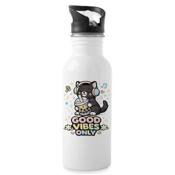Cat Bubble Tea - 20 oz Water Bottle - white - Right