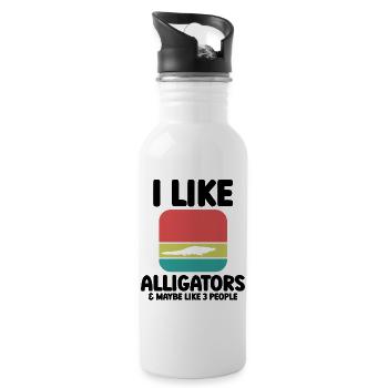 Sarcastic Alligator Quote - 20 oz Water Bottle - white - Right
