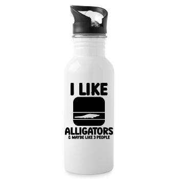 Sarcastic Alligator Quote - 20 oz Water Bottle - white - Right