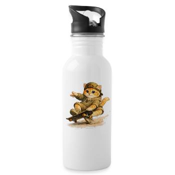 Skate Kitten on Board - 20 oz Water Bottle - white - Right