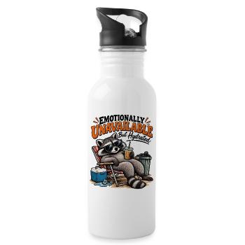 Emotionally Unavailable But Hydrated Funny Raccoon - 20 oz Water Bottle - white - Right