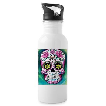 Gorgeous Skull Motifs for Home Decor - 20 oz Water Bottle - white - Right