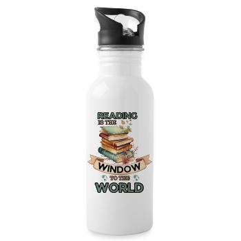 reading is a window to the world - 20 oz Water Bottle - white - Right