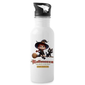 little witch flying on a magic broom - 20 oz Water Bottle - white - Right