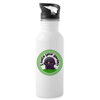 Angry Mole Funny Garden Motif Dissatisfied Animal - 20 oz Water Bottle - white - Right