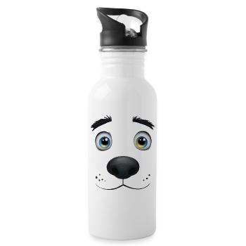 Cartoon Dog Face In Crayon Style - 20 oz Water Bottle - white - Right