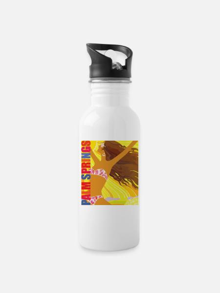 Happy Woman from Palm Springs - 20 oz Water Bottle - white