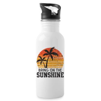 Sunset Palm Tree Beach Scene - 20 oz Water Bottle - white - Right