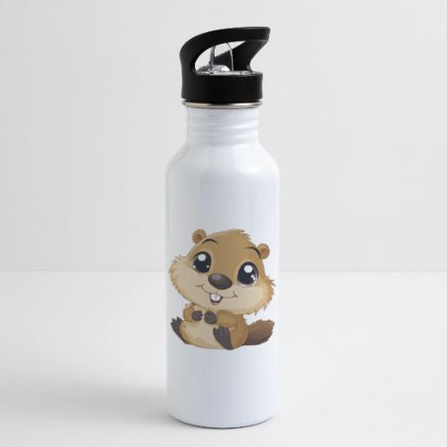 Adorable Cartoon Baby Beaver with Big Eyes - 20 oz Water Bottle