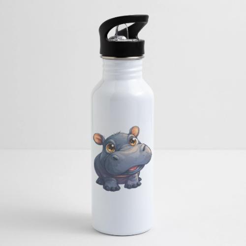 Cute Cartoon Baby Hippo with Big Innocent Eyes - 20 oz Water Bottle