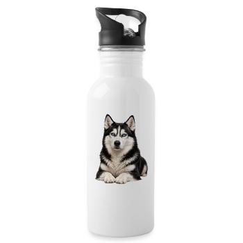 Husky Blue Eyes Portrait - 20 oz Water Bottle - white - Right