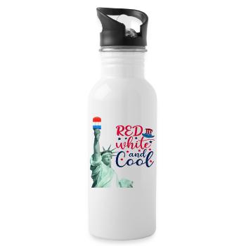 Red White and Cool Patriot Pop - 20 oz Water Bottle - white - Right