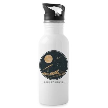 Look Up Slowly Moonlit Telescope - 20 oz Water Bottle - white - Right