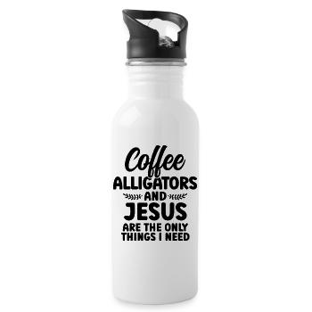 Coffee Alligators And Jesus - 20 oz Water Bottle - white - Right