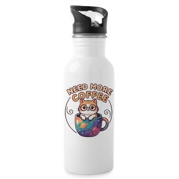 Cute Space Kitty in Galaxy Coffee Cup Need More Co - 20 oz Water Bottle - white - Right