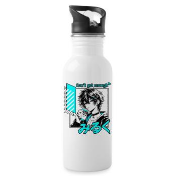 Cute Anime Boy Drinking Milk Cyan Vaporwave Art - 20 oz Water Bottle - white - Right