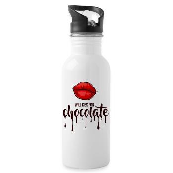 Will kiss for chocolate - 20 oz Water Bottle - white - Right