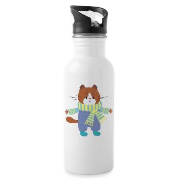 Kitty dressed for winter - 20 oz Water Bottle - white - Right