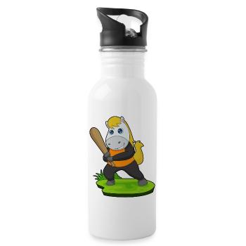 Horse Baseball Baseball Bat - 20 oz Water Bottle - white - Right