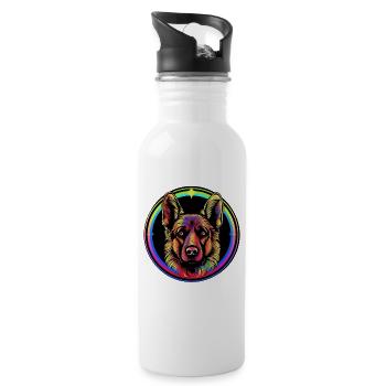 German Shepherd Funny Dog Police Policeman K9 Pet - 20 oz Water Bottle - white - Right