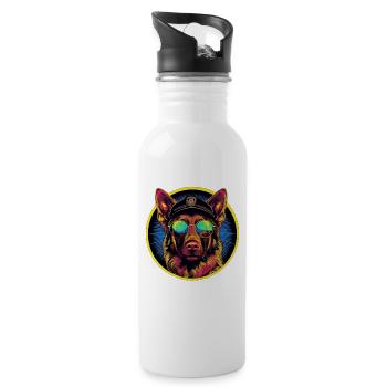 German Shepherd Funny Dog Police Policeman K9 Pet - 20 oz Water Bottle - white - Right