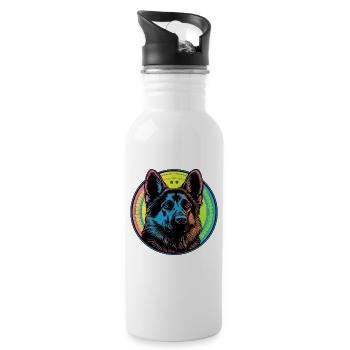German Shepherd Funny Dog Police Policeman K9 Pet - 20 oz Water Bottle - white - Right