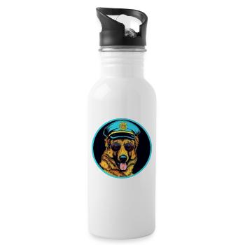 German Shepherd Funny Dog Police Policeman K9 Pet - 20 oz Water Bottle - white - Right