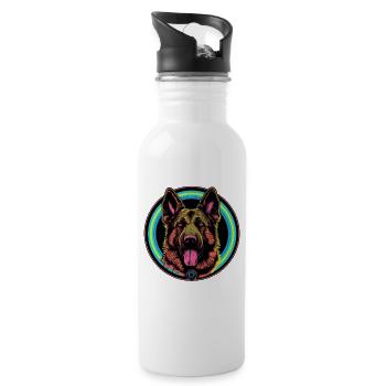 German Shepherd Funny Dog Police Policeman K9 Pet - 20 oz Water Bottle - white - Right