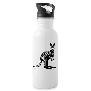 Kangaroo Tribal Style Vector Design Single Color - 20 oz Water Bottle - white - Right