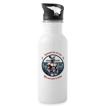 Kangaroo in prison funny t-shirt australia design - 20 oz Water Bottle - white - Right