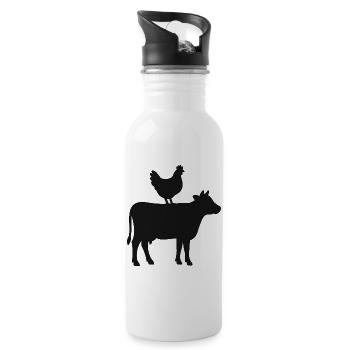 Farm Animal Silhouette Rustic Design - 20 oz Water Bottle - white - Right
