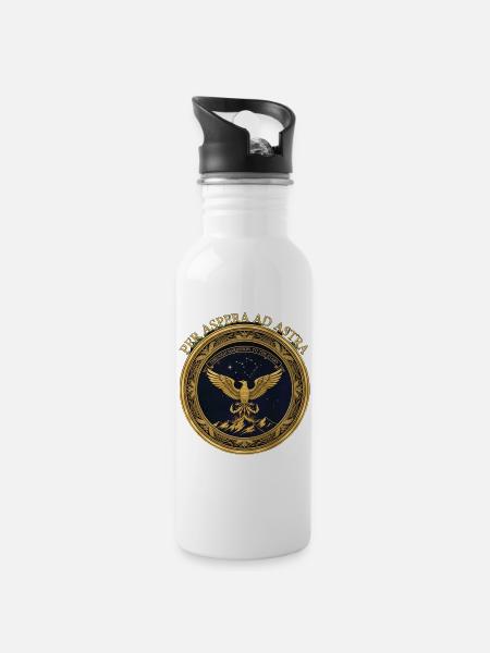 Per Aspera Ad Astra Emblem - 20 oz Water Bottle - white