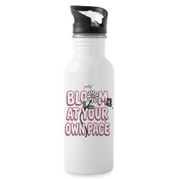 Bloom at Your Own Pace - 20 oz Water Bottle - white - Right