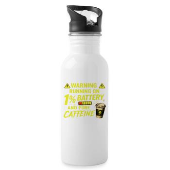 Warning 1% Battery + Pure Caffeine - 20 oz Water Bottle - white - Right