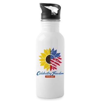 Celebrating Freedom 4th of July Patriotic USA - 20 oz Water Bottle - white - Right