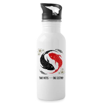 Koi Crescent with Floral Frame - 20 oz Water Bottle - white - Right